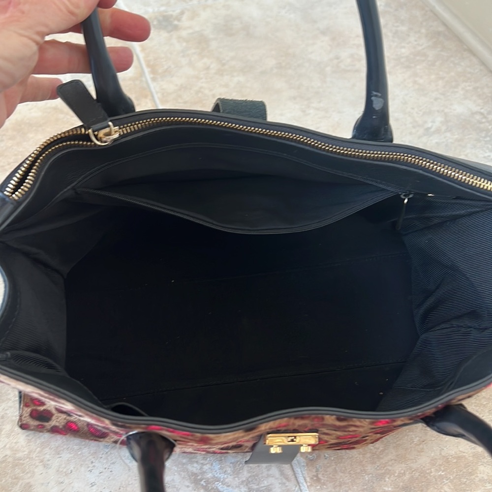 FURLA animal print on fur handbag.  NWOT - Picture 5 of 6